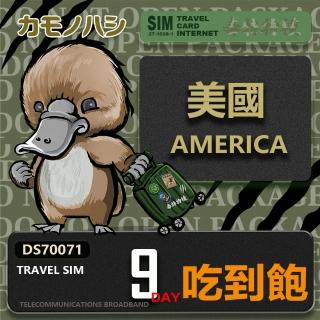 【鴨嘴獸 旅遊網卡】Travel Sim 美國 9日 吃到飽上網卡 旅遊卡(美國 上網卡)