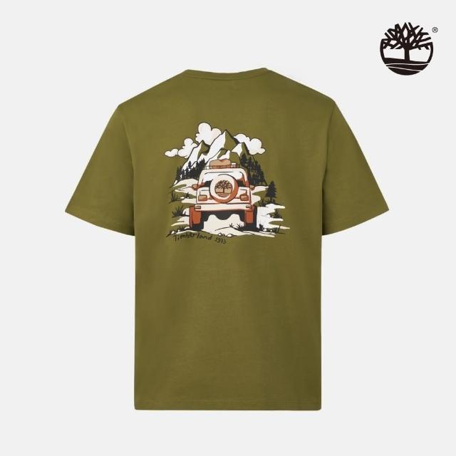 【Timberland】中性綠色背後圖案短袖T恤(A2PBJV46)