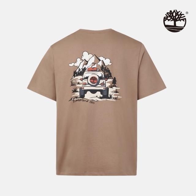 【Timberland】中性褐灰色背後圖案短袖T恤(A2PBJ929)