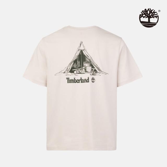 【Timberland】中性白沙色背後圖案短袖T恤(A2P95BH7)