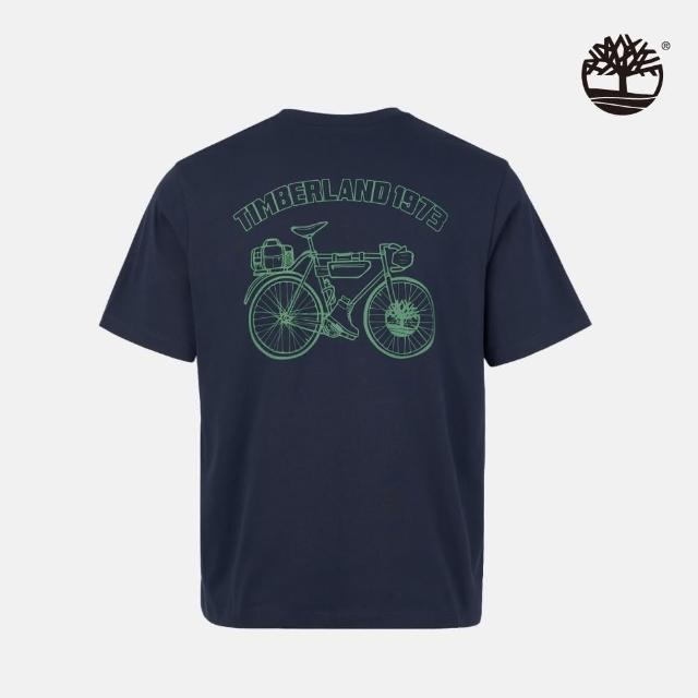 【Timberland】中性深寶石藍背後圖案短袖T恤(A2P28433)