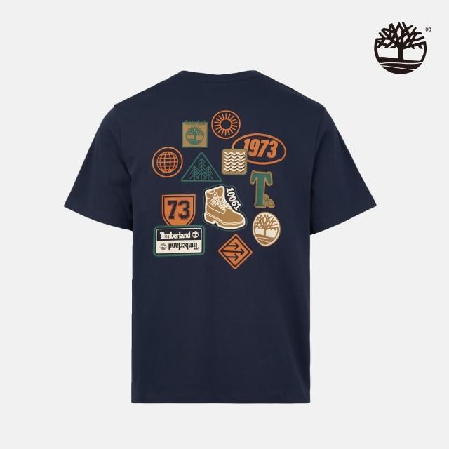 【Timberland】中性深寶石藍背後圖案短袖T恤(A2NZ1433)