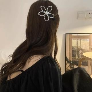 【HaNA 梨花】韓國小小的甜夢．串珠小花精緻邊夾瀏海髮夾(單個)