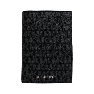 【Michael Kors】MK經典滿版LOGO印花皮革護照夾(經典黑)