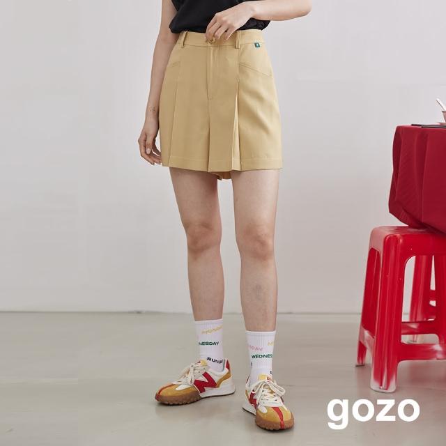 【gozo】斜紋打褶小直筒短褲(兩色)