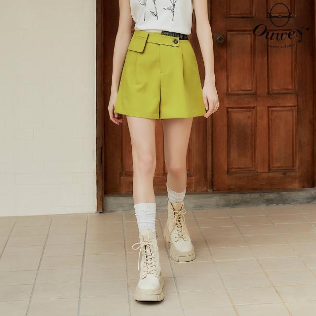 【OUWEY 歐薇】時尚腰包造型短褲(芥黃色；XS-M；3242126019)