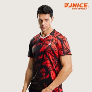 【JNICE 久奈司】男版紅鑽羽球競技衫排汗衫運動上衣-黑紅(JT-971-BK)