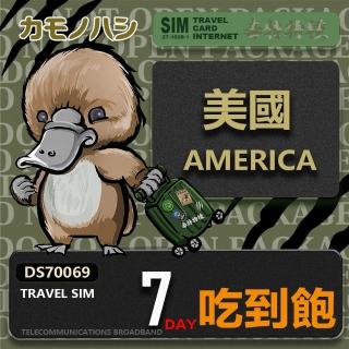 【鴨嘴獸 旅遊網卡】美國eSIM 7日 吃到飽上網卡 旅遊卡(美國 上網卡)