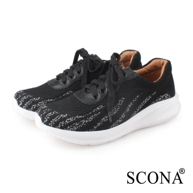 【SCONA 蘇格南】輕量舒適綁帶休閒鞋(黑色 7407-1)