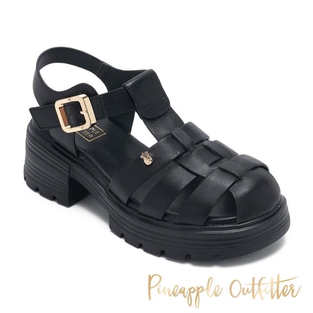 【Pineapple Outfitter】IWAN 韓系羅馬寬帶造型涼鞋(黑色)