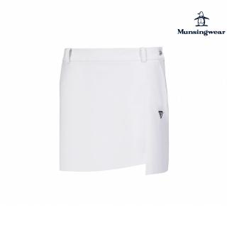 【Munsingwear】企鵝牌 女款白色時尚簡約不對稱裙襬防曬機能短裙 MLTL8701