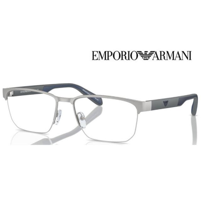 【EMPORIO ARMANI】亞曼尼 亞洲版 時尚半框光學眼鏡 EA1162 3045 霧銀 公司貨