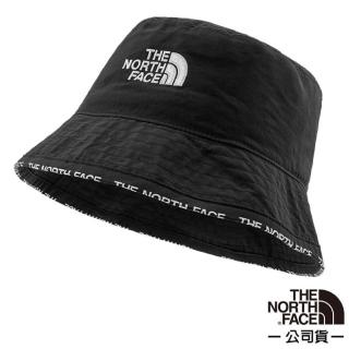 【The North Face】中性款 Cypress Bucket WindWall 輕量防風遮陽登山健行撞色圓盤帽(3VVK-JK3 黑 N)