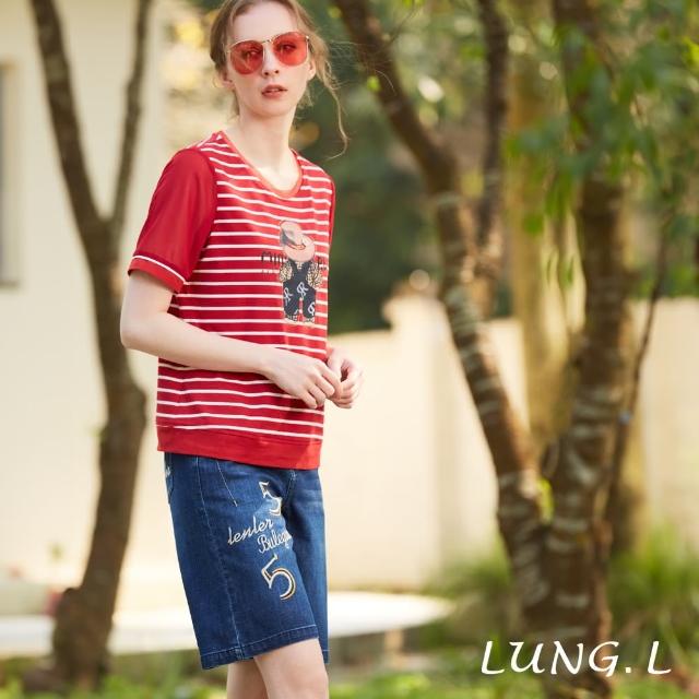 【LUNG.L 林佳樺】LQ02E藍色牛仔刺繡短褲(春夏新品  棉質)