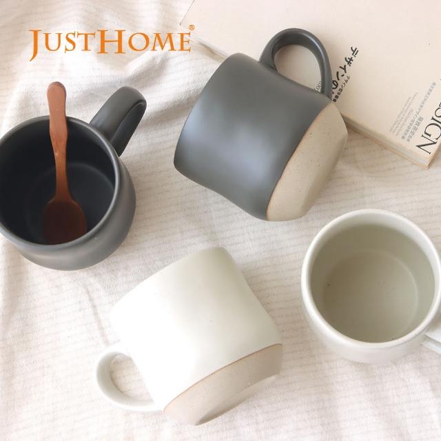 【Just Home】砌植粗陶陶瓷馬克杯2件組-拿鐵杯500ml(杯子 陶瓷杯 馬克杯 拿鐵杯)