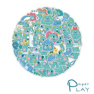【Paper Play】創意多用途防水貼紙-可愛藍色獨眼小怪獸 60枚入(防水貼紙 行李箱貼紙 手機貼紙 水壺貼紙)