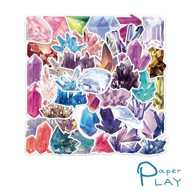 【Paper Play】防水貼紙 行李箱貼紙 手機貼紙/創意多用途防水貼紙-繽紛閃耀彩色水晶寶石 60枚入(A款)