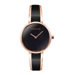 【Calvin Klein 凱文克萊】簡約黑色款x玫瑰金 不鏽鋼手環式錶帶 手錶 腕錶 CK錶 情人節(K4E2N611)