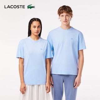 【LACOSTE】中性款-天然染色針織短袖T恤(藍色)