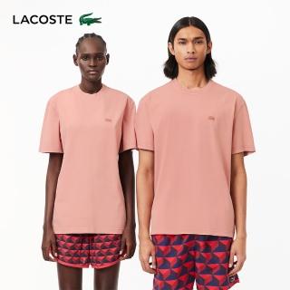 【LACOSTE】中性款-天然染色針織短袖T恤(粉紅色)