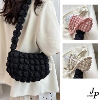 【Jpqueen】日韓流行單色女款雲朵爆米花皺皺手提側肩斜背包(3色可選)