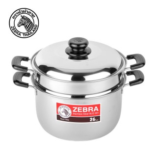 【ZEBRA 斑馬牌】304不銹鋼 高型蒸鍋組 26CM 7.5L(湯鍋+蒸籠+蓋 電鍋10人份可用)