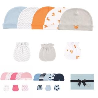 【Hudson Baby】彌月禮盒組-新生兒帽子+防抓手套8件組(寶寶帽嬰兒帽滿月送禮)