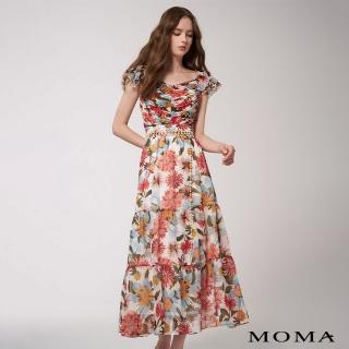 【MOMA】浪漫雪紡印花洋裝(橘色)