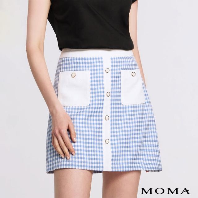 【MOMA】清新小香風格紋短裙(藍色)