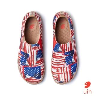 【uin】西班牙原創設計 女鞋 塗鴉星條旗彩繪休閒鞋W1011464(彩繪)
