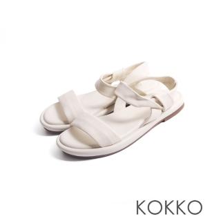【KOKKO 集團】簡約柔軟綿羊皮一字帶涼鞋(白色)