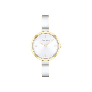 【Calvin Klein 凱文克萊】CK 典雅氣質手環式腕錶 銀色x淡金(25200189)