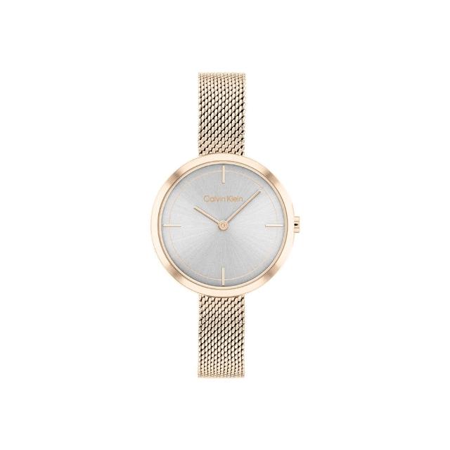 【Calvin Klein 凱文克萊】CK 典雅氣質米蘭錶帶 灰面玫瑰金錶帶(25200187)