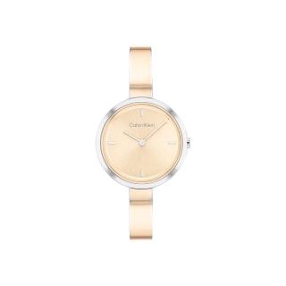 【Calvin Klein 凱文克萊】CK 典雅氣質手環式腕錶 淡金x銀色(25200188)