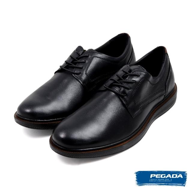 【PEGADA】巴西舒適軟墊綁帶真皮休閒鞋 黑色(126101-BL)