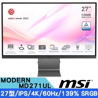 【MSI 微星】MODERN MD271UL 27型 4K IPS平面商務螢幕