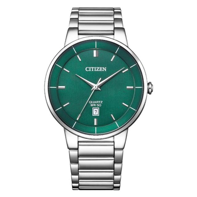 【CITIZEN 星辰】官方授權C1 不鏽鋼綠面紳士日期男手錶-40mm(BI5120-51X)