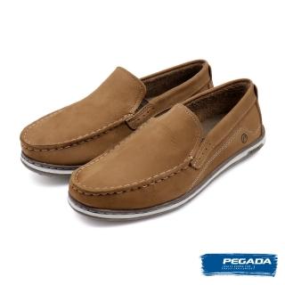 【PEGADA】巴西素面麂皮懶人鬆緊休閒鞋 棕色(141108-BR)