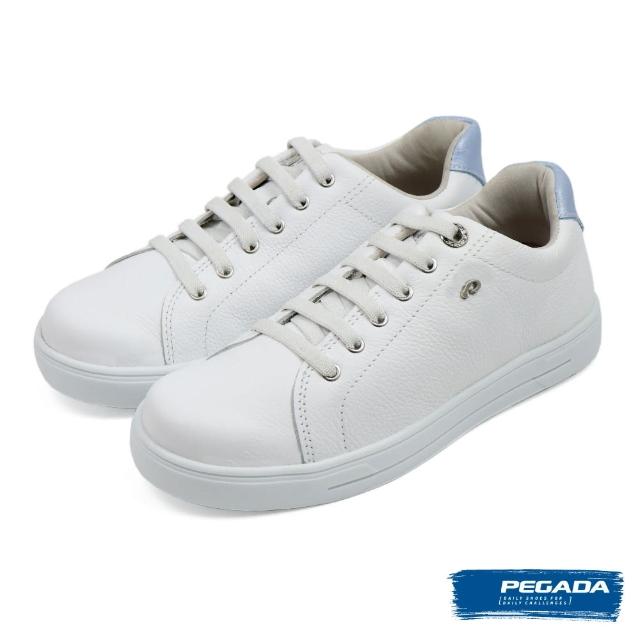 【PEGADA】巴西軟墊皮質綁帶休閒鞋 白色(211102-WH)