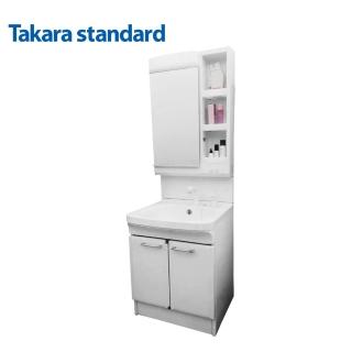 【TAKARA】日本進口60CM琺瑯雙門浴櫃組+單門收納鏡附照明 ABS 防潮 不發霉(含基本安裝)