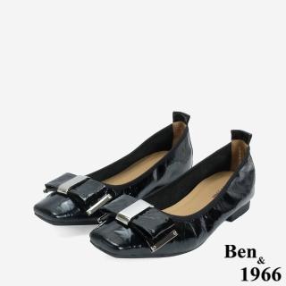 【Ben&1966】質感牛皺漆皮內增高方頭包鞋-24639