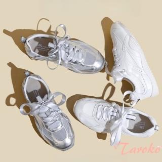 【Taroko】高雅金屬絲光緞帶圓頭運動休閒鞋(2色可選)