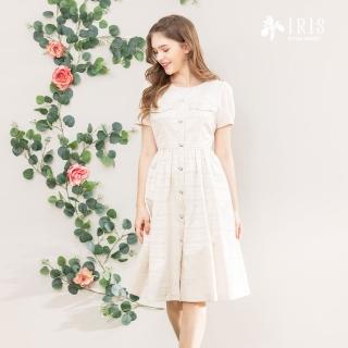 【IRIS 艾莉詩】質感緹花拼接洋裝-2色(42672)