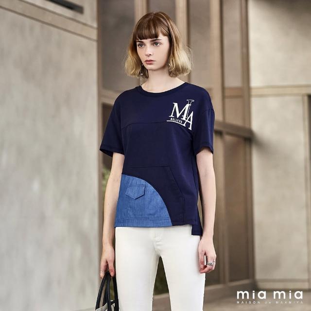 【mia mia】MIA牛仔拼接T恤