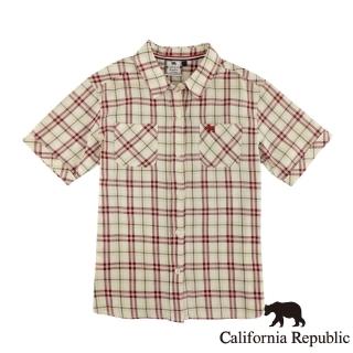 【California Republic】雙口袋小熊格紋短袖襯衫(女版)