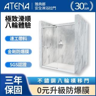【ATENA】HB不鏽鋼八輪橫移兩門 / 0元升級防爆膜(總寬150~160cm x 總高190cm / 含安裝)