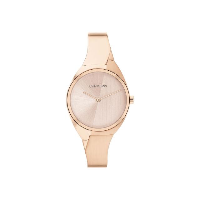 【Calvin Klein 凱文克萊】Charming系列 時尚優雅 雙針波紋 玫瑰金 腕錶(25200236)
