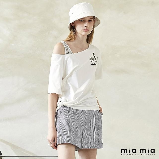 【mia mia】寬鬆MIA飾鏈露肩T恤
