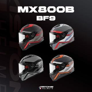 【ASTONE】MX800B BF9 彩繪款 全罩式安全帽(平黑/紅 黑銀/橘 水泥灰/黑 水泥灰/紅)