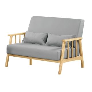 【BODEN】潔西藍灰色貓抓布面實木沙發雙人座/二人座沙發椅-附抱枕